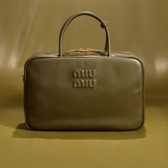Miu Miu Beau Top Handle Leather Bag w/ strap in Military Green - Picture 10 of 13